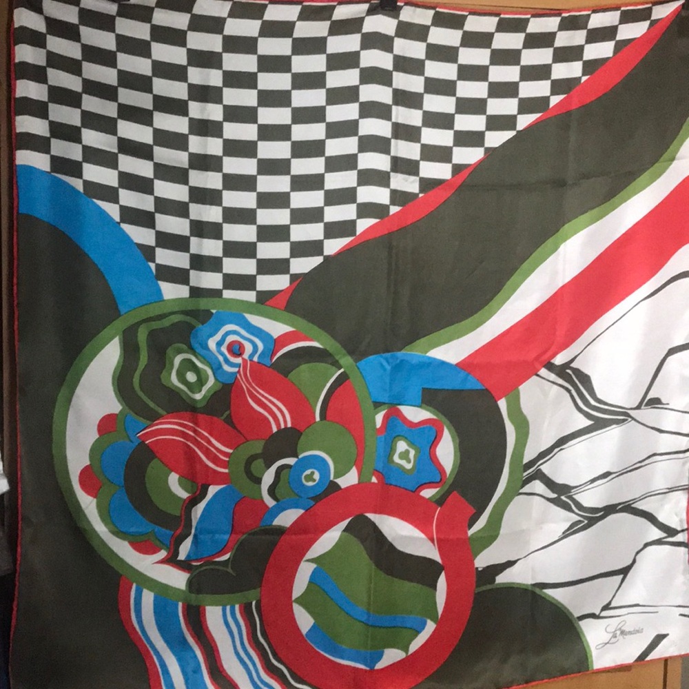 La Mendola Silk Hem Hand Rolled Scarf 34 x 33